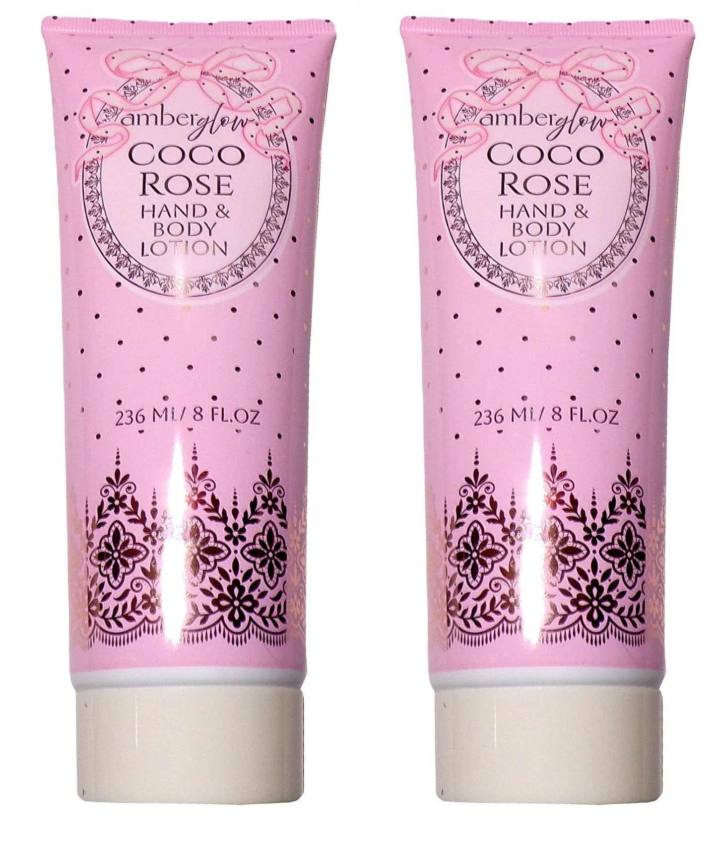 Amberglow Coco Rose Hand& Body Lotion 8 FL oz (Set of 2)
