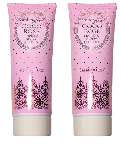 Amberglow Coco Rose Hand& Body Lotion 8 FL oz (Set of 2)