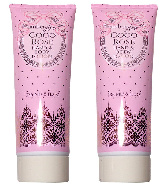 Amberglow Coco Rose Hand& Body Lotion 8 FL oz (Set of 2)