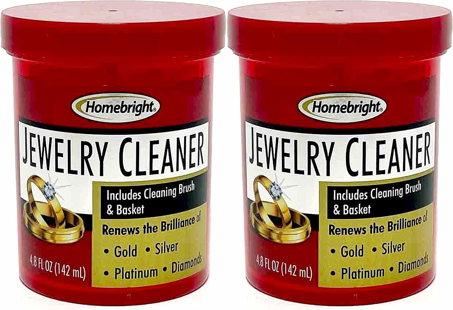 HOMEBRIGHT Jewelry Cleaner Solution for Gold, Silver, Diamond 4.8oz (Set of 2)