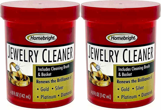 HOMEBRIGHT Jewelry Cleaner Solution for Gold, Silver, Diamond 4.8oz (Set of 2)