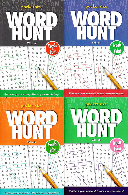 Large Print Word Hunt - All New Puzzles - (Pocket Size) - Vol.49-52 (Set of 4)