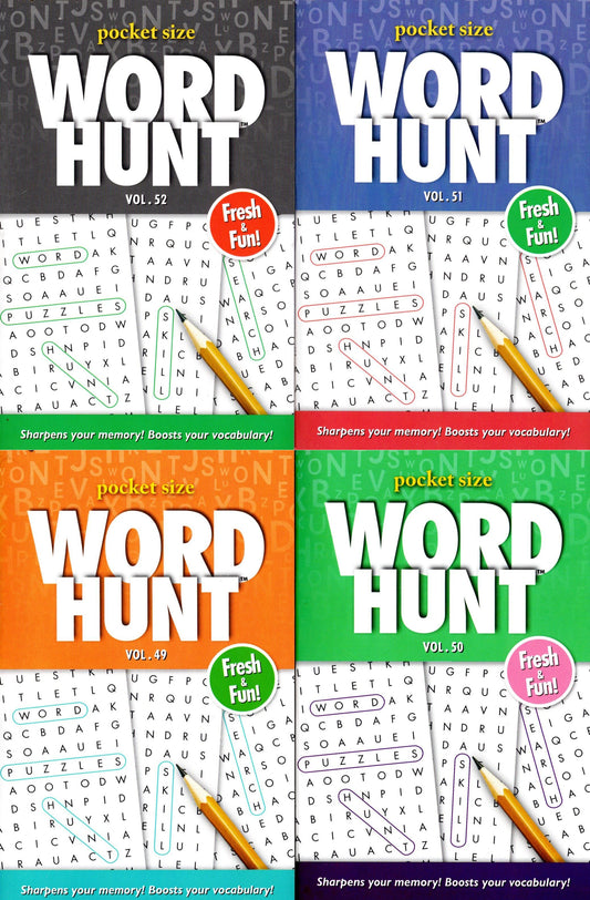 Large Print Word Hunt - All New Puzzles - (Pocket Size) - Vol.49-52 (Set of 4)