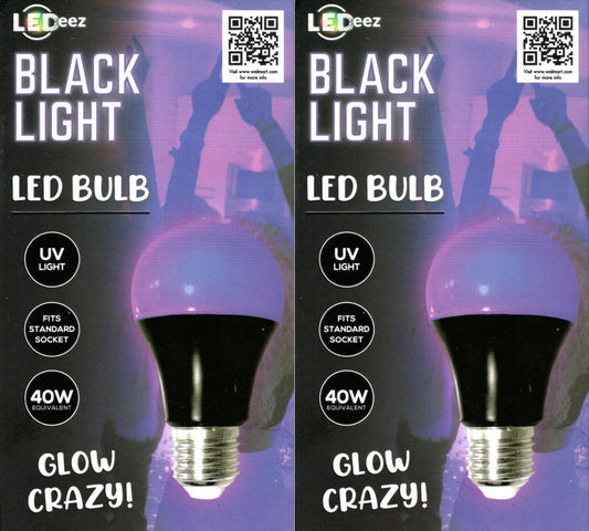LEDeez UV Black Light LED Bulb 6 W (40W) Glow Crazy LED Light Bulb NEW Set of 2