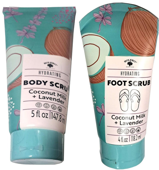 Hydrating Body Scrub & Foot Scrub - Coconut Milk & Lavender (Set of 2 Pack)