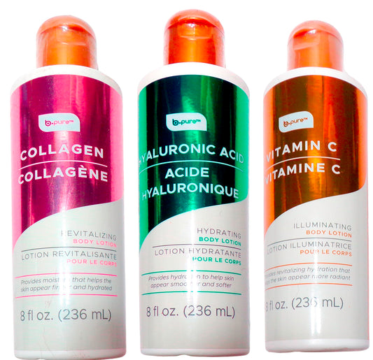 b- pure Collagen, Hyaluronic and Vitamin C Body Lotions 8 Oz. (Set of 3)