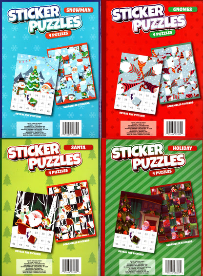 Christmas Activity Books for Kids: Sticker Puzzles - Snowman, Gnomes, Santa, and Holiday