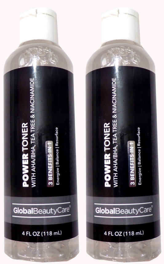 Global Beauty Care Power Toner with AHA/BHA, Tea Tree & Niacinamide (2-Pack )