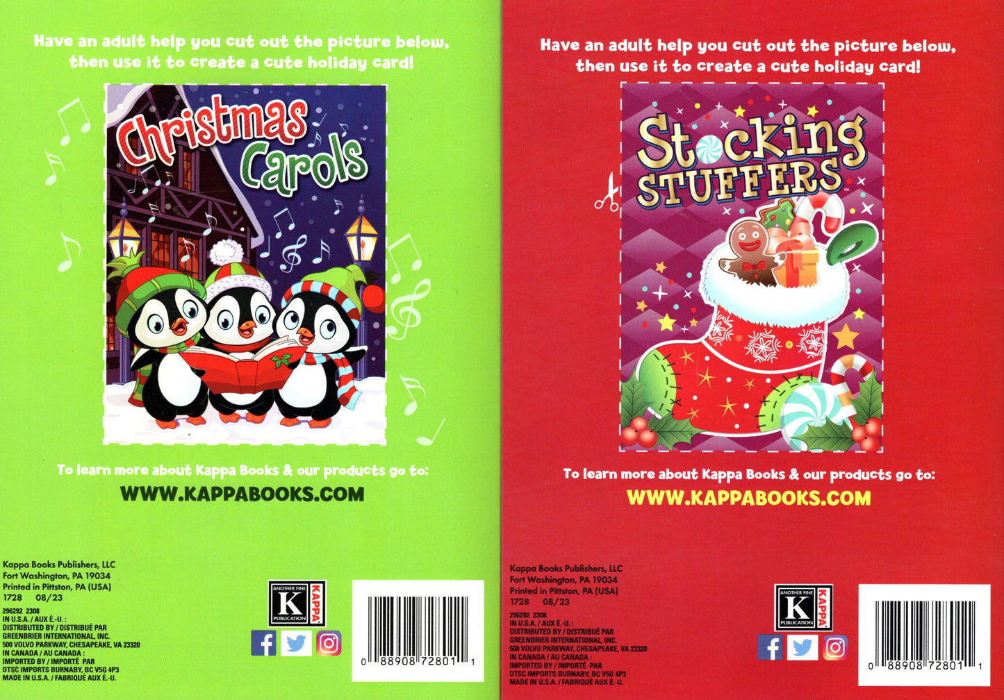 Christmas Carols & Stocking Stuffers - Jumbo Coloring & Activity Book (Set of 2)