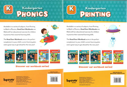 Beaver Kindergarten Educational Workbooks - Phonics & Printing (Set of 2)