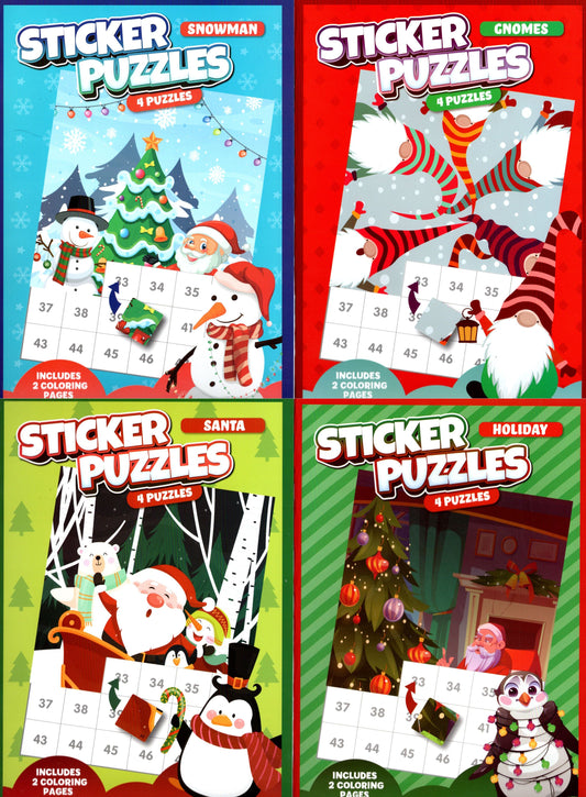 Christmas Activity Books for Kids: Sticker Puzzles - Snowman, Gnomes, Santa, and Holiday