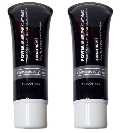 Power Bubbling Clay Mask - Bentonite, Koalin Clay & Charcoal 2.5 oz (Set of 2)