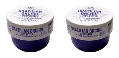 Spa Luxury Brazilian Orchid Body Butter Orchid & Sandalwood Scent 6oz (Set of 2)