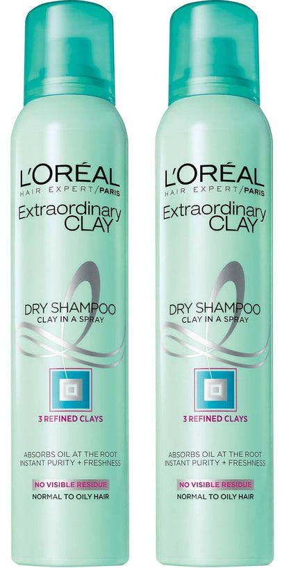 L'Oréal Paris Hair Expert Extraordinary Clay Dry Shampoo, 4 oz.(Set of 2)