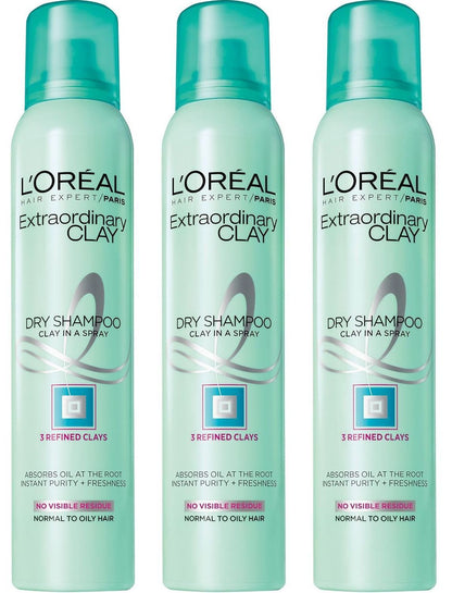 L'Oréal Paris Hair Expert Extraordinary Clay Dry Shampoo, 4 oz.(Set of 3)
