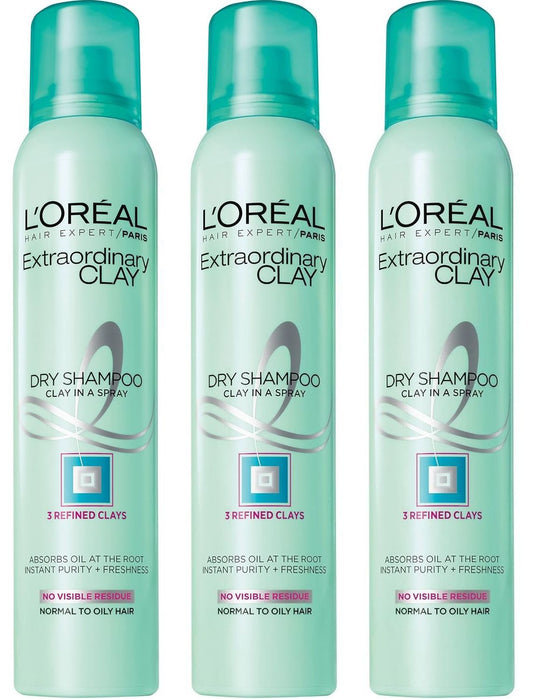 L'Oréal Paris Hair Expert Extraordinary Clay Dry Shampoo, 4 oz.(Set of 3)