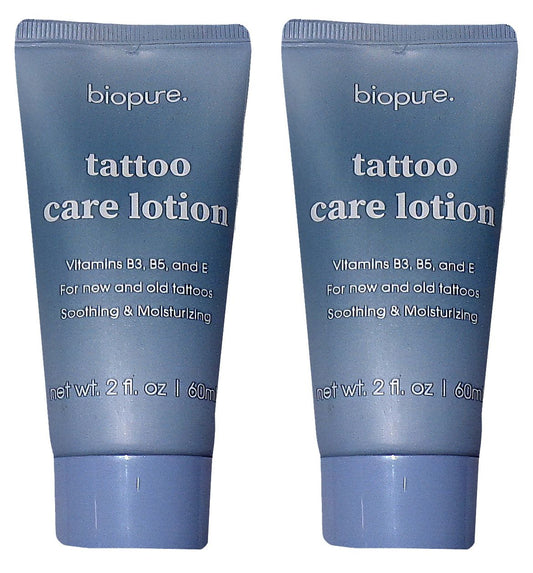 Biopure Tattoo Care Lotion 2oz Vitamins B3 B5 E Soothing Moisturizing (Set of 2)