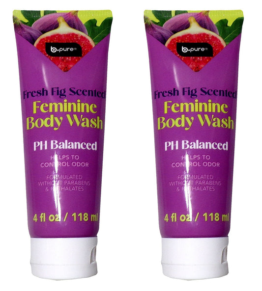 b•pure —Fresh Fig Feminine Moisturizer & Body Wash PH Balanced 4 oz (Set of 2)
