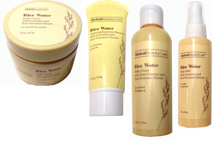 Global Beauty Care Rice Water 4-PC Set: Toner, Cleanser, Cream, Melt