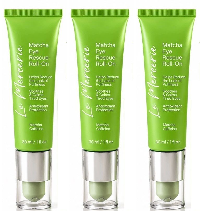 Le Mercerie Matcha Eye Rescue Roll-On Cream 1 fl oz / 30 ml (Set of 3)