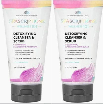 SpaScriptions WELLNESS 101 Detoxifying Cleanser & Scrub 5Fl Oz (Set of 2 Pack)