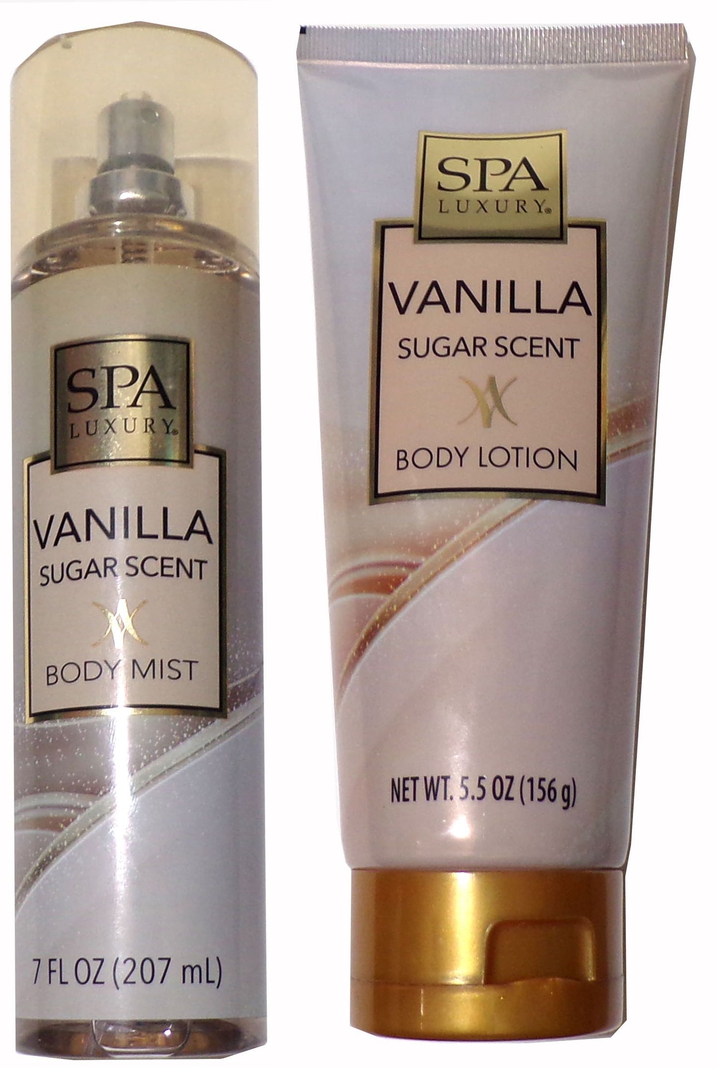 SPA LUXURY VANILLA SUGAR SCENT BODY LOTION 5.5OZ & BODY MIST. 7fl.oz SET OF 2