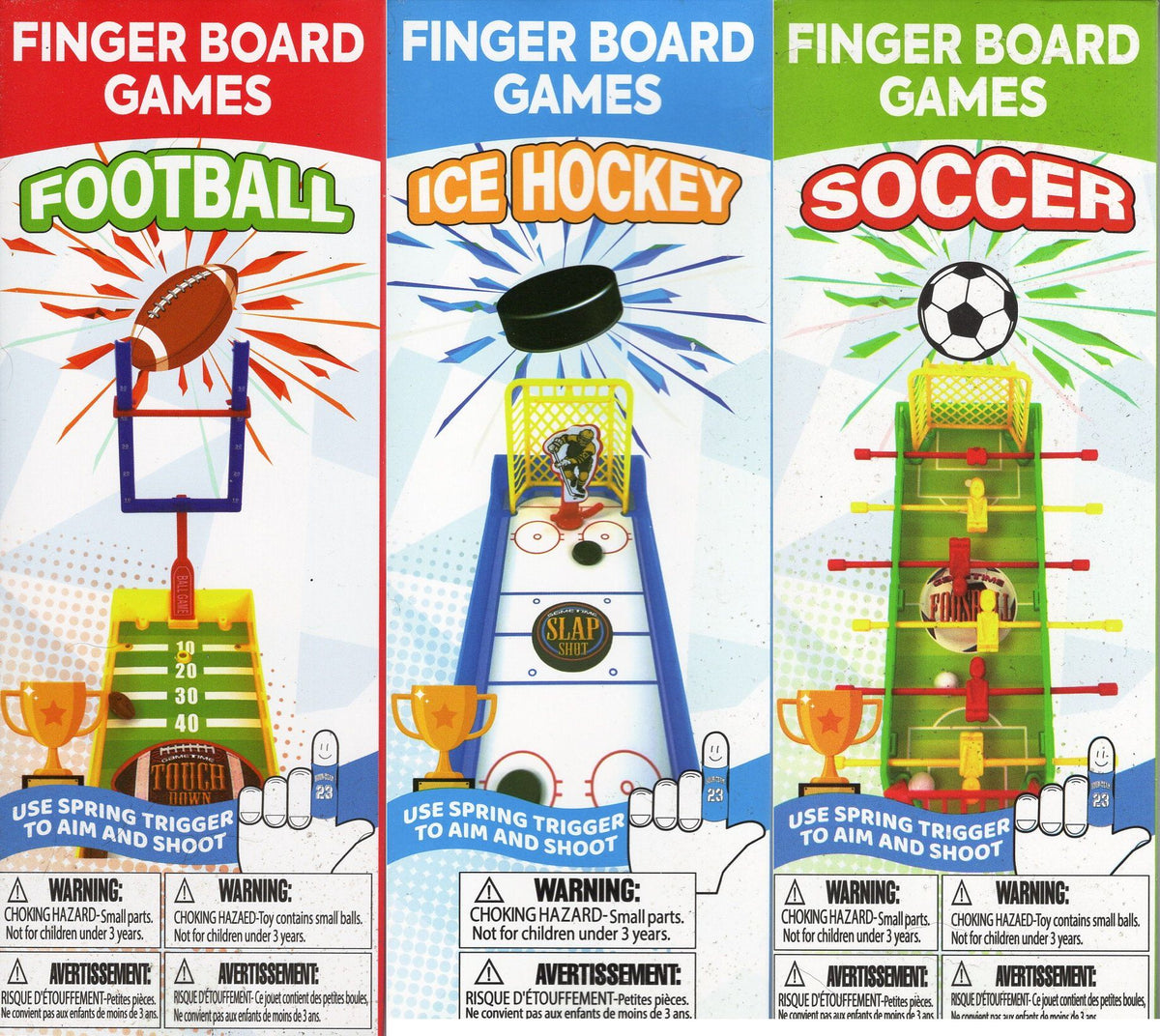 Lot of 3 Finger Board Games – Football, Ice Hockey & Soccer