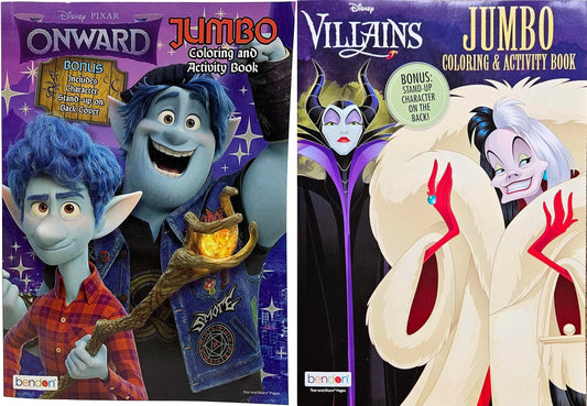 Disney Villains & Onward - Jumbo Coloring & Activity Book 80 pgs. each books Set