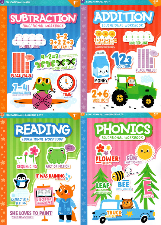 First Grade Educational Workbooks - Reading, Phonics, Addition, & Subtraction 14