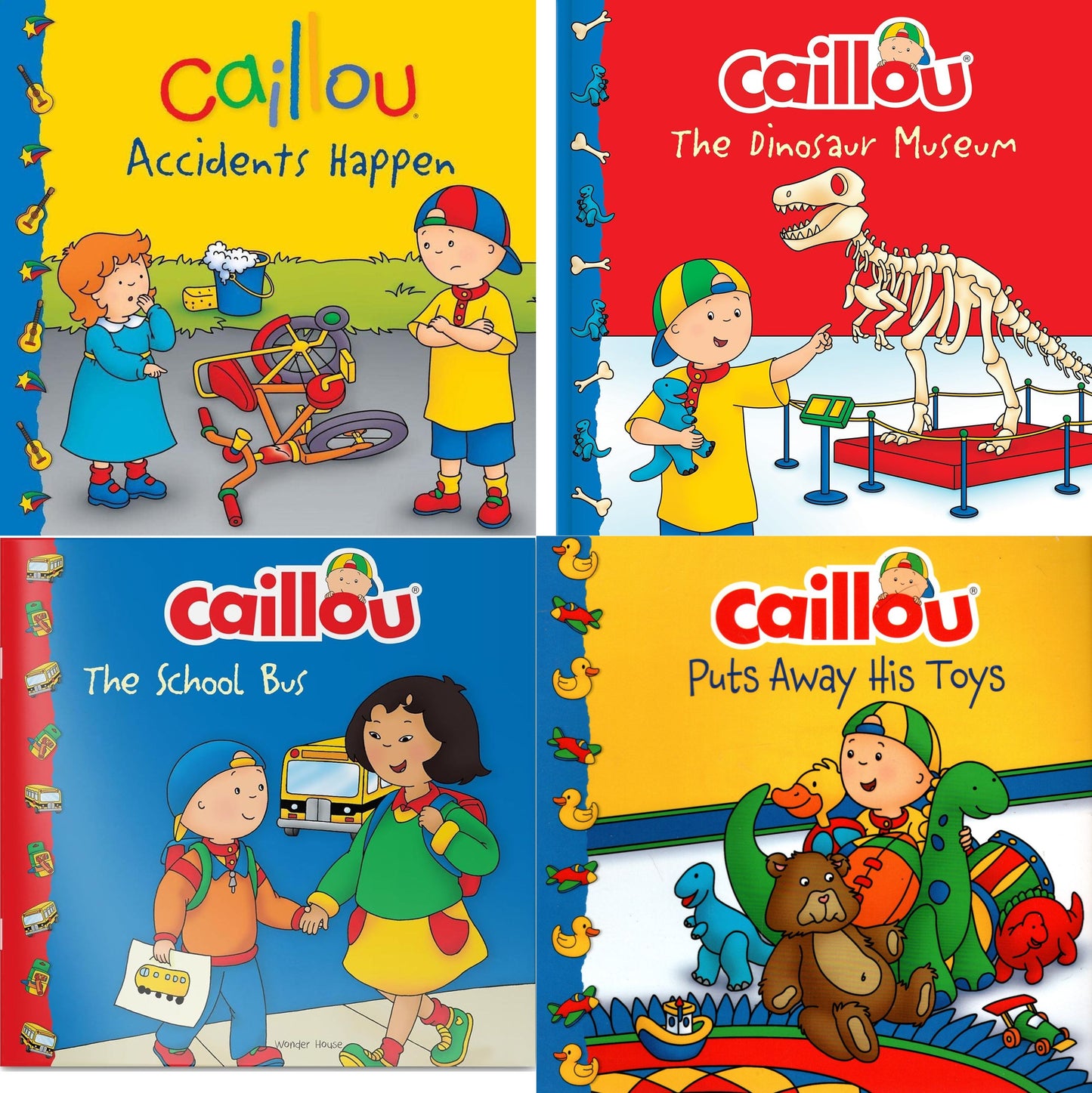 Caillou: Accidents Happen, The Dinosaur Museum, The School Bus and Puts Away His Toys - Book