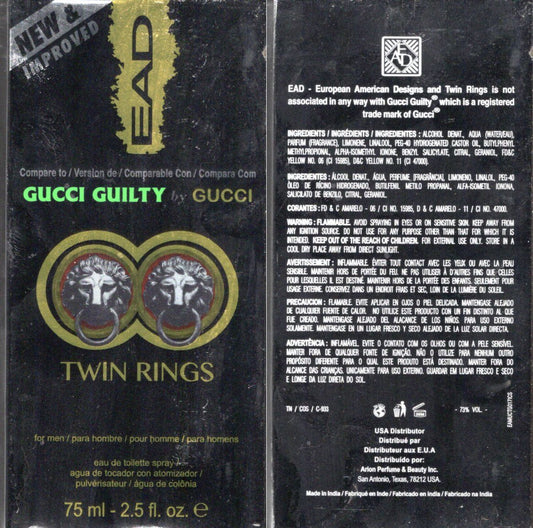 Twin Rings For Men Cologne Spray Scent EDT For Men 2.5 Oz