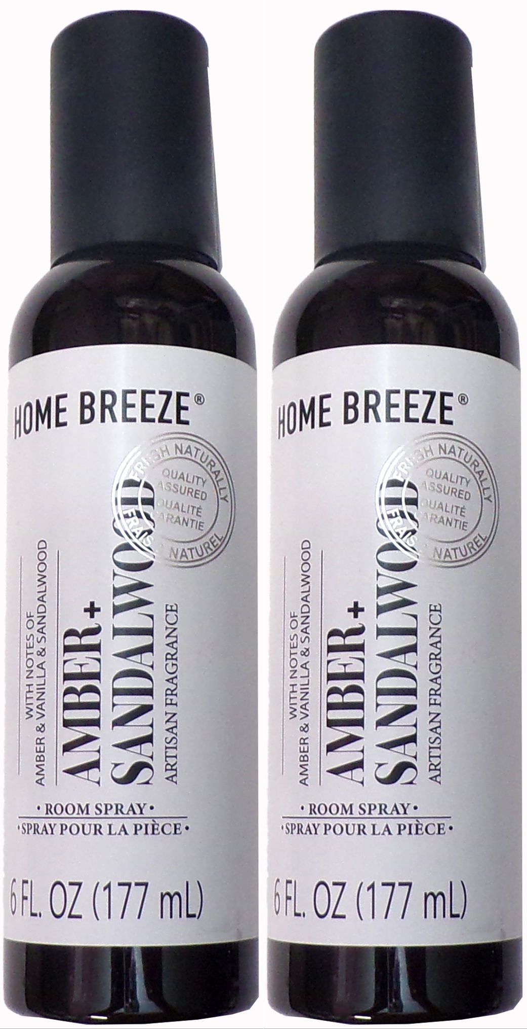 Home Breeze Amber + Sandalwood Room Spray Artisan Fragrance 6 fl oz (Set of 2)