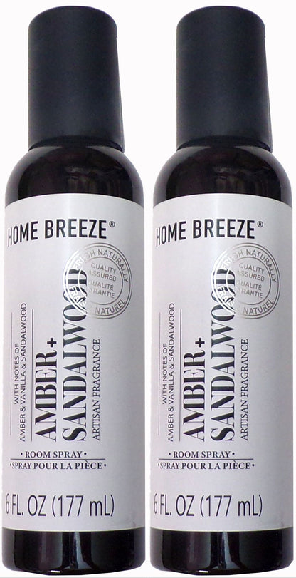 Home Breeze Amber + Sandalwood Room Spray Artisan Fragrance 6 fl oz (Set of 2)