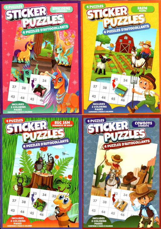 Activity Books for Kids: Sticker Puzzles 2025 -Farm, Bug Jam, Cowboys & Unicorns