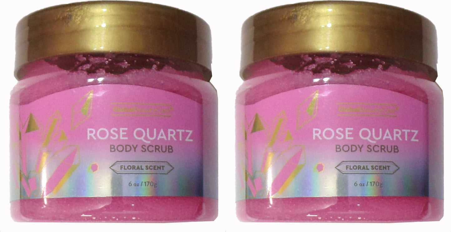 Global Beauty Care Body Scrub -Rose Quartz Floral Scent 6 oz / 170 g (Set of 2)
