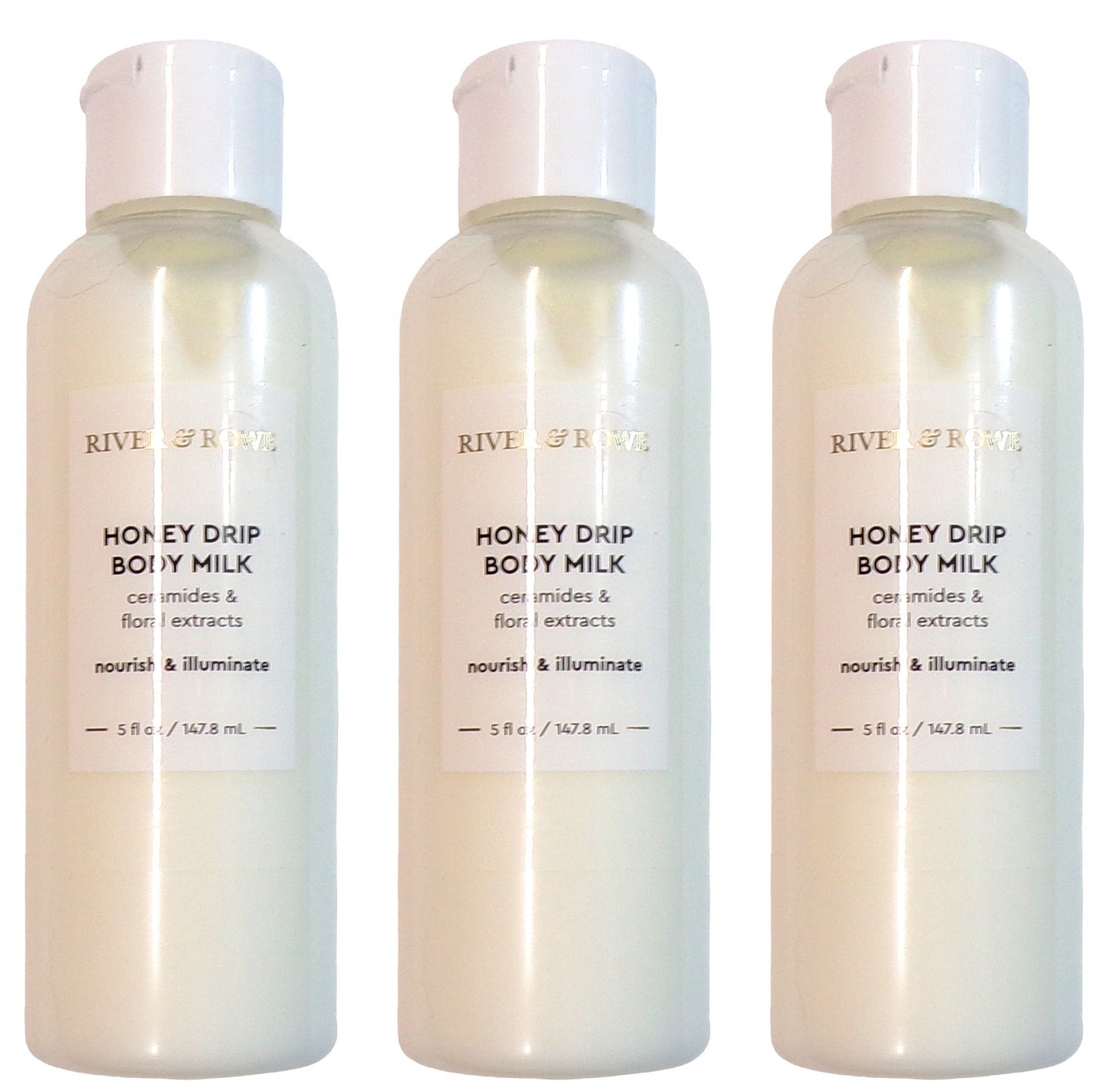 RIVER & ROWE Honey Drip Body Milk Ceramides Floral Extracts Nourish 5 fl oz Set
