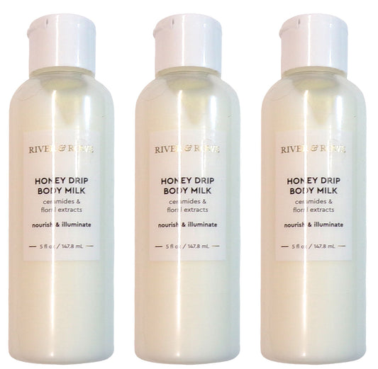 RIVER & ROWE Honey Drip Body Milk Ceramides Floral Extracts Nourish 5 fl oz Set