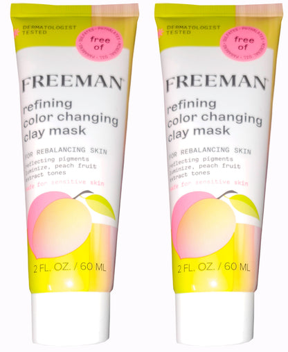 Freeman refining color changing Clay Mask 2fl oz 60ml (Set of 2 Pack)