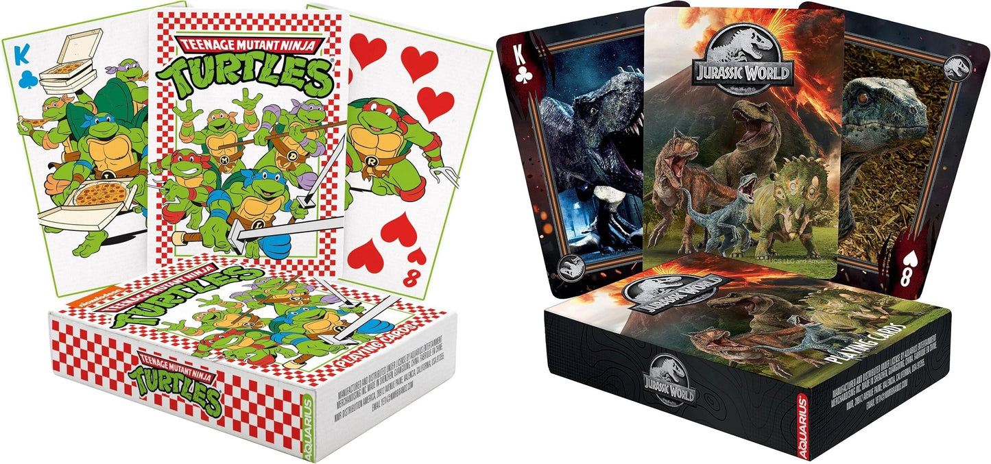 AQUARIUS Teenage Mutant Ninja Turtles Pizza & Jurassic World - Playing Cards