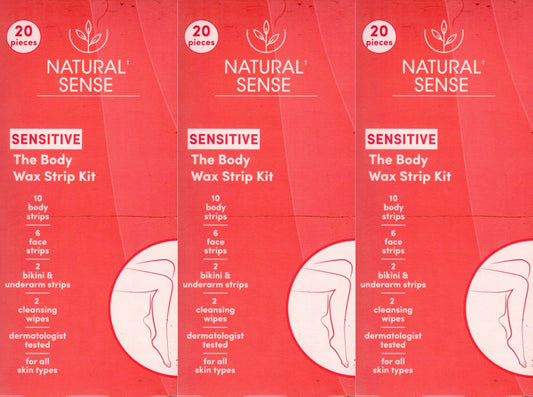 Body Wax Strip Kit, 20 Pieces, Safe for Sensitive Skin (Set of 3)