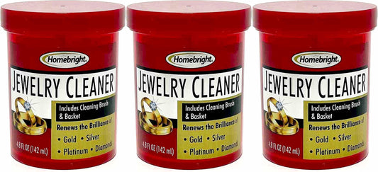 HOMEBRIGHT Jewelry Cleaner Solution for Gold, Silver, Diamond 4.8oz (Set of 3)