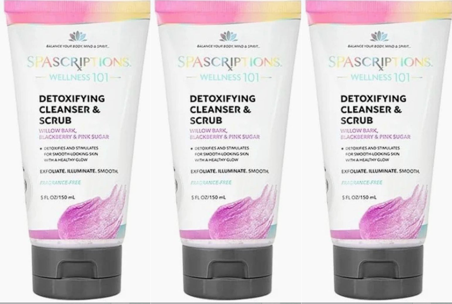 SpaScriptions WELLNESS 101 Detoxifying Cleanser & Scrub 5Fl Oz (Set of 3 Pack)