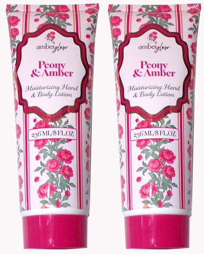 Amber Glow Hand and Body Lotions - Peony & Amber Moisturizing (Set of 2)