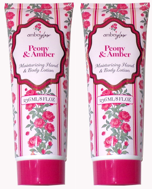 Amber Glow Hand and Body Lotions - Peony & Amber Moisturizing (Set of 2)