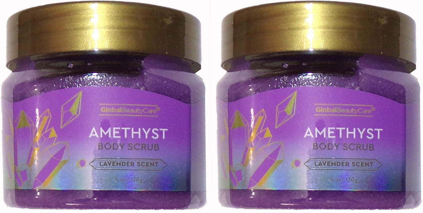 Global Beauty Care Body Scrub - Amethyst Lavender Scent 6 oz / 170 g (Set of 2)