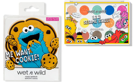 wet n wild x Sesame Street, Me Want Cookie Hand Mirror & Eye & Face Palette Set
