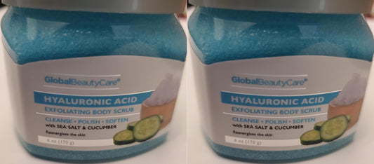 Global Beauty Care Hyaluronic Acid Exfoliating Body Scrub, 6 Ounce Set of 2 Pack