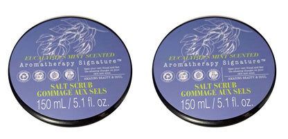 Aromatherapy Signature - Salt Scrub - Eucalyptus Mint Scented 5.1fl oz/150ml (Set of 2 Pack)