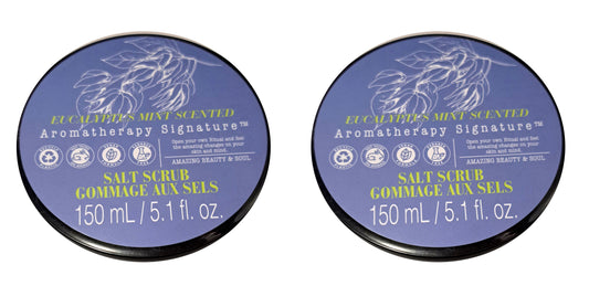 Aromatherapy Signature - Salt Scrub - Eucalyptus Mint Scented 5.1fl oz/150ml (Set of 2 Pack)