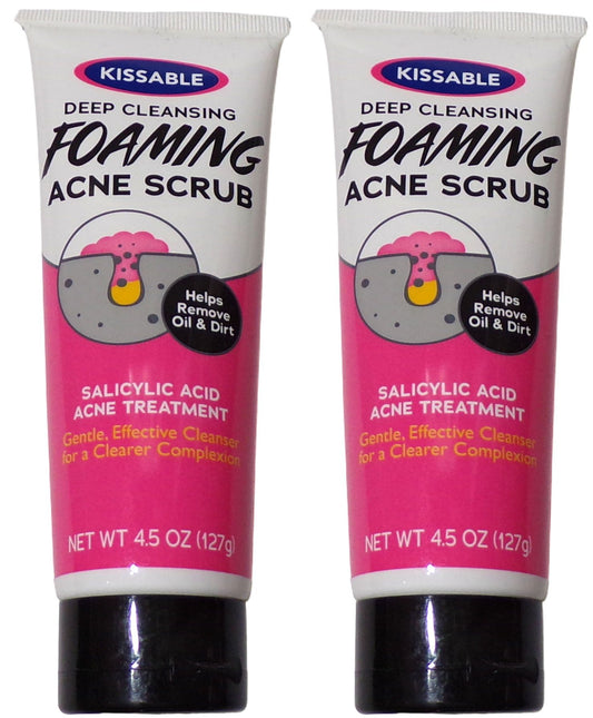 Kissable Deep Cleaning Foaming Acne Scrub W/Salicylic Acid Acne Treatment Set 2